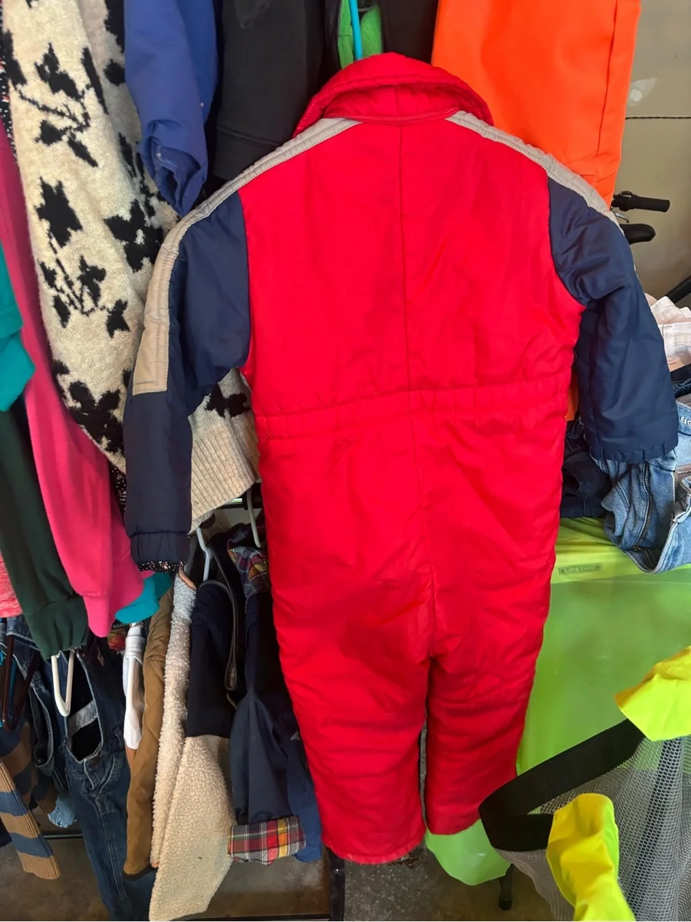 VINTAGE Sears Red, Navy and Gray Kids Insulated Snow Suit